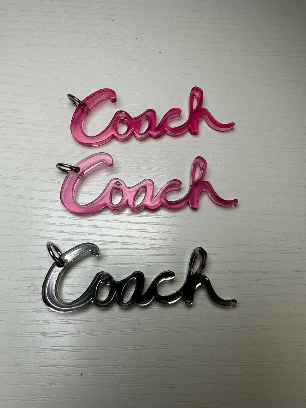 ONE Coach Script Logo Charms in Pink or Silver / 3 available